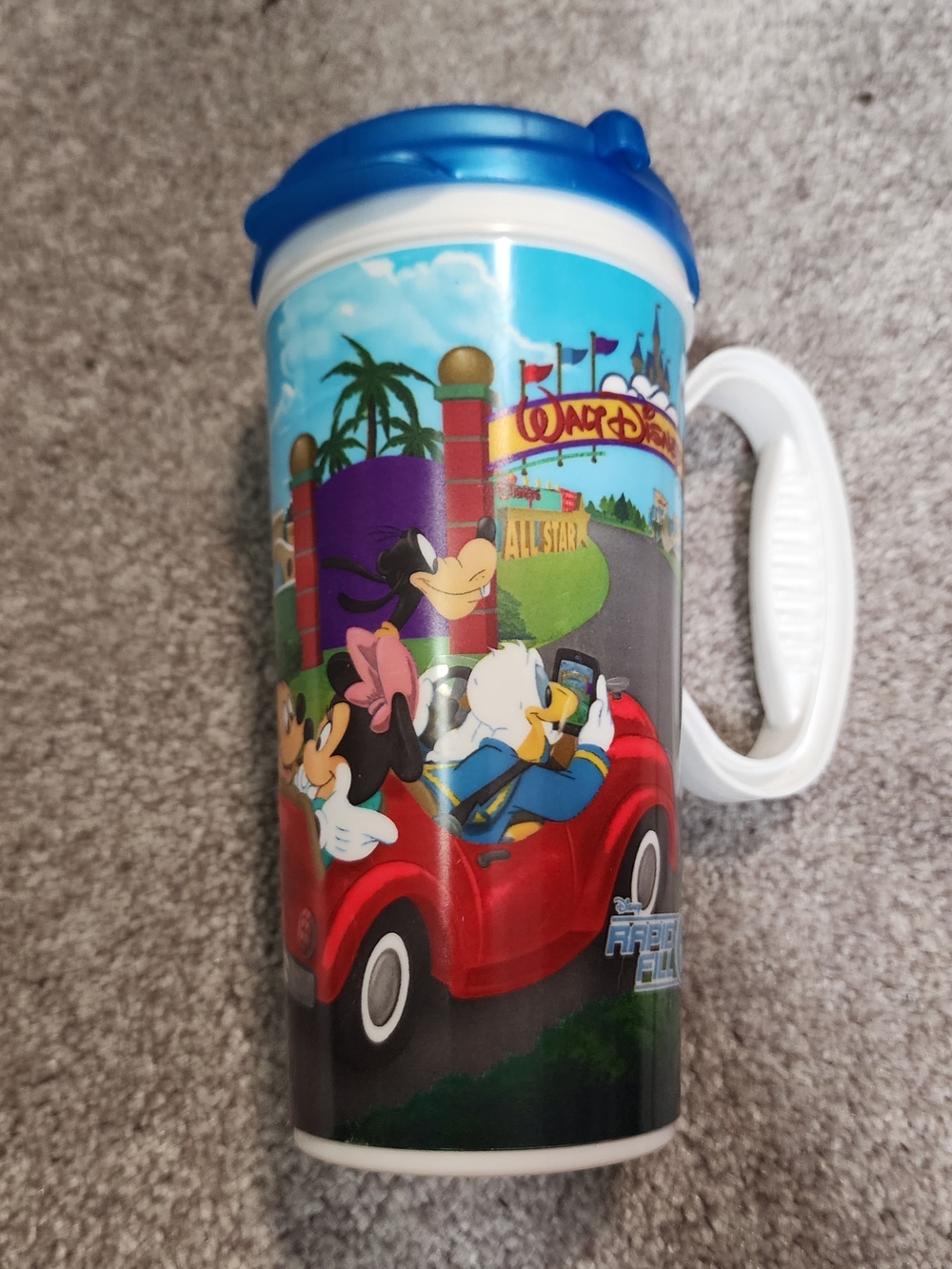 2005 Walt Disney World Rapid Fill Mug Blue Lid Resort Insulated Refillable Cup